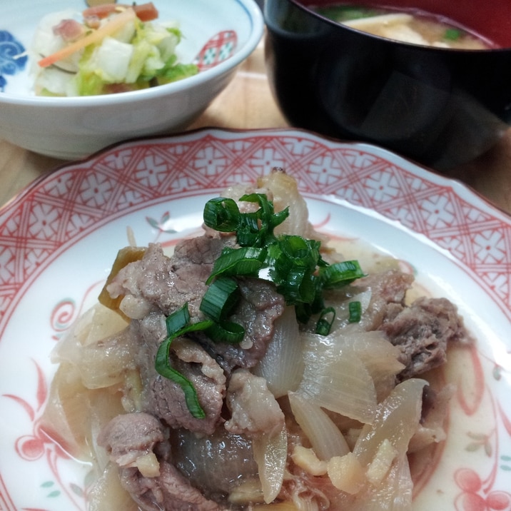 生姜たっぷり！下仁田ネギと牛肉の煮物